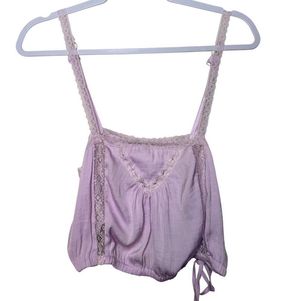 Urben‎ Outfitters Tuli Lace-Inset Tank Top Women M Lilac Lightweight Boho Girly